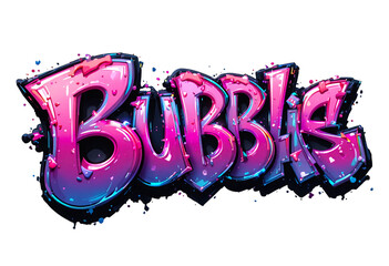 Colorful bubble graffiti text logo playful cartoon typography design isolated on white background