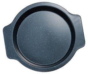 Round baking dish with granite coating on isolated background