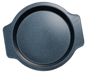 Round baking dish with granite coating on isolated background