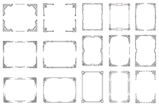 Collection of ornate borders and frames isolated on white background