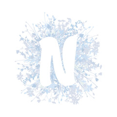 Easter, spring family floral monogram in pastel colors. White letter N on white background © Julia