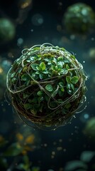 green glass ball, green glass sphere, a ball of green plants, clover, green planet earth