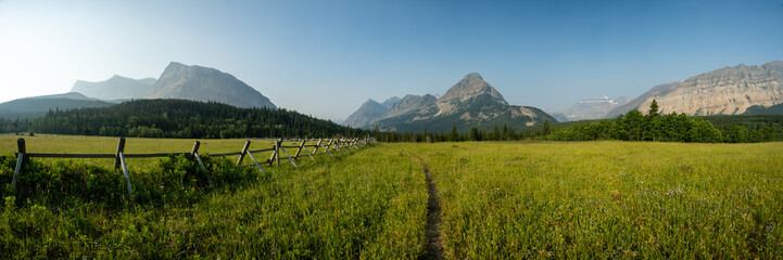 Panorama of The Pasture Around The Belly Ranger Station In Glacier