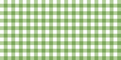 Seamless green gingham checkered pattern background with soft pastel tones. Classic picnic tablecloth style texture, ideal for wallpaper, fabric, packaging, and digital design. © Alma