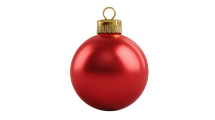 Classic red Christmas bauble ornament with gold cap for holiday tree decoration.


