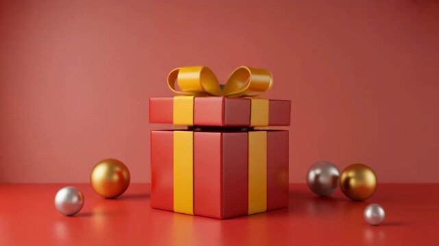 Cute cartoon bomb standing proudly next to shiny red gift box