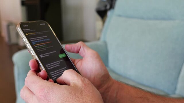 SMS Tolls Scam Text Simulation Concept - Smishing Attacks Threaten Action for Unpaid Tolls to Collect Sensitive Information and Financial Data Concept