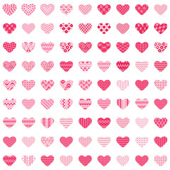 Pink heart Valentine's Day set. Vector illustration.