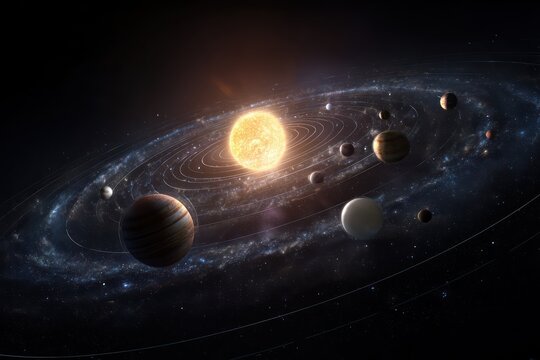 Breathtaking view of Solar System planets and Sun