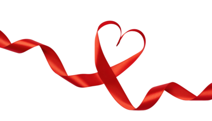 Valentine day red ribbon shaped into a heart symbolizing love and affection for the special occasion product shot isolated