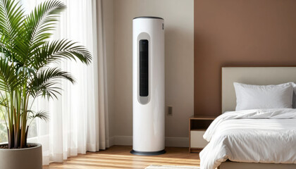 Indoor air purification system enhancing clean living spaces in modern bedrooms