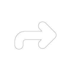 A clean and minimalist outline of a right-pointing arrow, perfect for use in user interfaces, presentations, or diagrams to indicate direction, progress, or next steps.