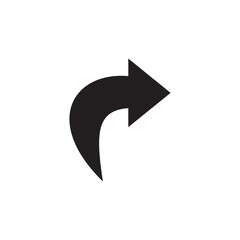 A clean and minimalist black curved arrow icon. This versatile graphic represents direction, redirection, forward movement, or a call to action. Perfect for digital interfaces and design projects.