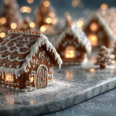 Gingerbread houses decorating festive holiday celebration