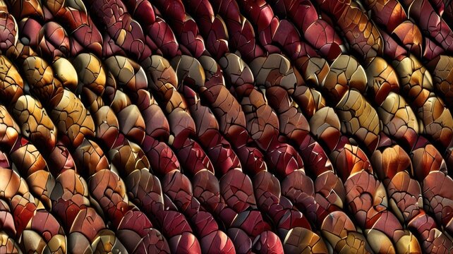 Luxury Ruby Red Gold Dragonscale Background With Structured Repeating Reptile Scale Pattern