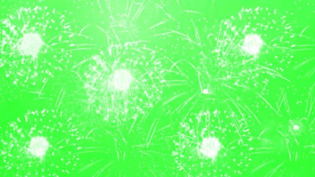 green screen chroma key pyro fireworks explosion animation. overlay for Independence Day, any festival events celebration