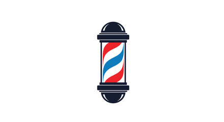 A classic and simple vector icon of a traditional red, white, and blue striped barber pole, isolated on a white background.