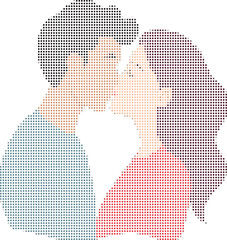 Couple Kissing Romance Vector Illustration, Love Connection