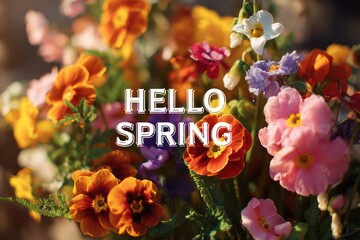 Hello Spring bouquet with vibrant flowers