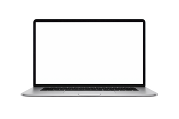 Modern silver laptop with blank white screen, isolated on transparent background isolated on transparent background
