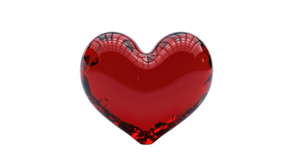 Valentine day shiny red heart shaped balloon perfect for romantic celebrations and decorations cutout on alpha channel