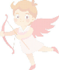 Pixelated Cupid With Bow And Arrow, Valentine's Day Vector