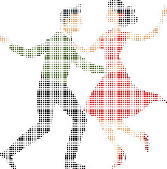Couple Dancing Retro Vector Illustration, Joyful Partnership Celebration