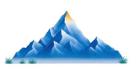 Mountain snow blue peak landscape nature illustration sunrise mist plant create serene and peaceful scene with majestic snow capped mountain peak blue tones and soft morning light