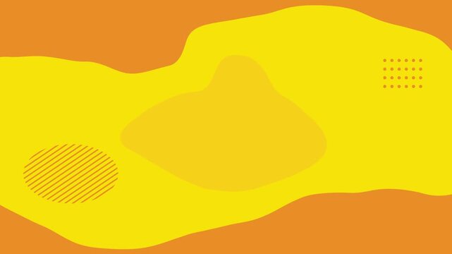Abstract fluid yellow and orange background with organic wavy shapes and geometric elements
