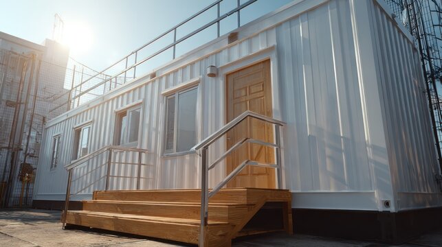 Modular office container building on construction site