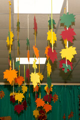Autumn-themed decorations for a kindergarten celebration.