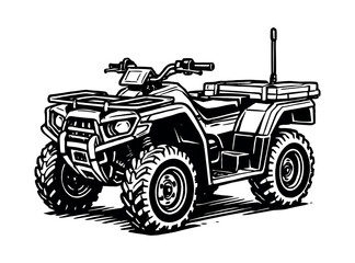Obraz premium All-terrain vehicle, quad bike, rugged outdoor utility machine, flat vector illustration