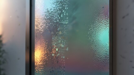 Golden Hour Light Reflecting On Iridescent Glass Resin Window Creating Dreamlike Glow