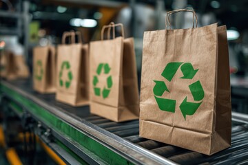 Eco-friendly paper bags on production line