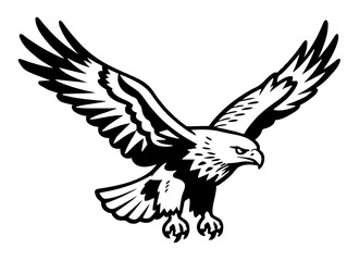 Fototapeta premium Simple drawing of an eagle. Vector for laser engraving. KI Generated