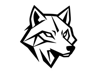 Obraz premium Simple wolf's head in simple lines. Laser template.KI Generated