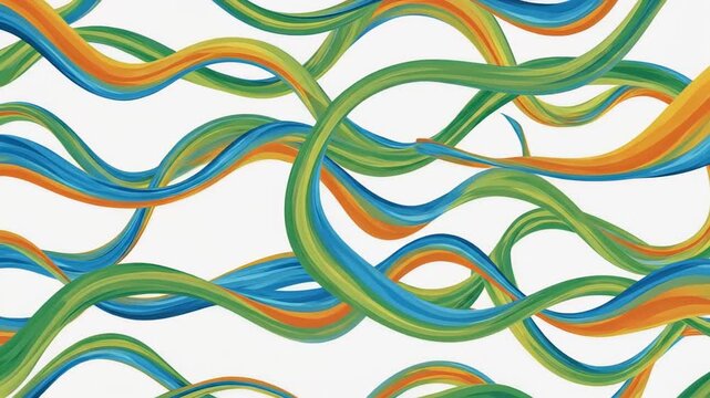 Colorful Curved Cables Intertwined in a Complex Network Illustration.