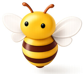Cute 3D Bee Character Illustration Isolated on White Background