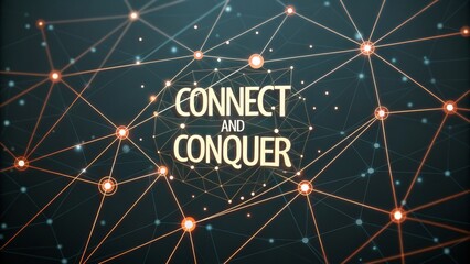 Abstract illustration of a digital network with a slogan