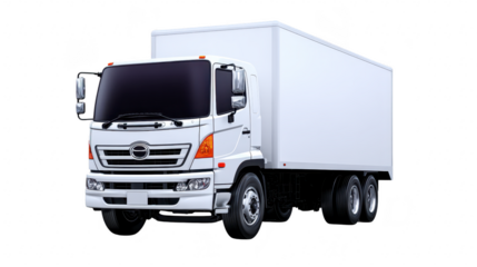 White delivery truck cargo vehicle transportation logistics isolated commercial freight large modern road professional