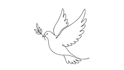 Obraz premium Line of a dove bird carrying a small branch in its beak