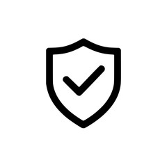 Shield Icon with Check Mark on White Background