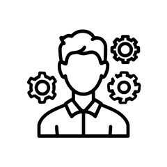 Businessman with Gears in Head on White Background