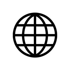 Black Globe Icon on White Background