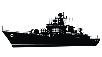 A striking silhouette of a military warship detailed and powerfully designed © MdMostafa