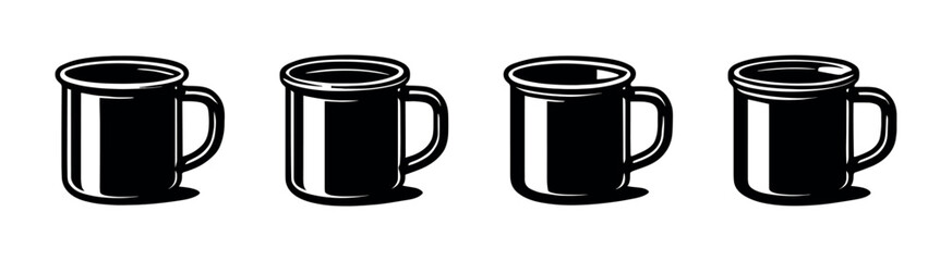 Mug collection, flat vector illustration, cups, coffee, tea