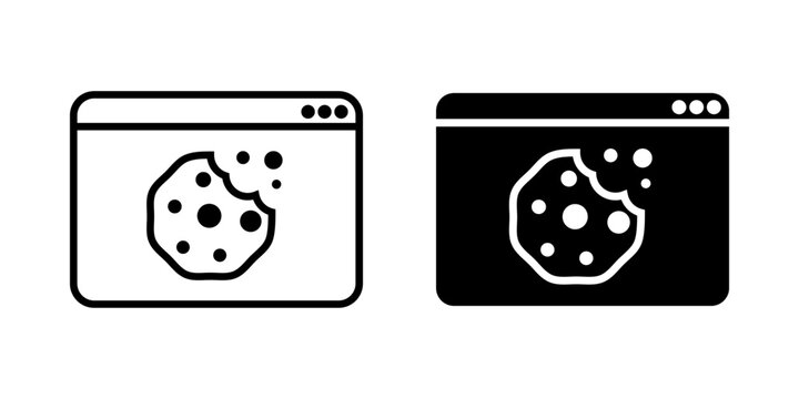 Browser Cookie icon set. Cookie in Browser Window Concept Icon Illustration. vector illustration on white background