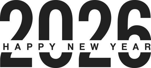 Happy New Year 2026 bold typography illustration for modern celebration calendar greeting poster graphic design © Morsalin Creatives