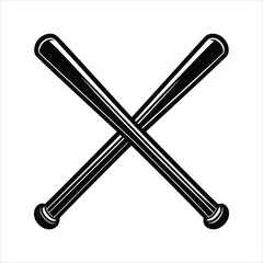 Two Crossed Baseball Bats Logo Vector Illustration