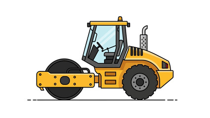 Heavy Duty Road Roller Construction Vehicle Flat Design Icon